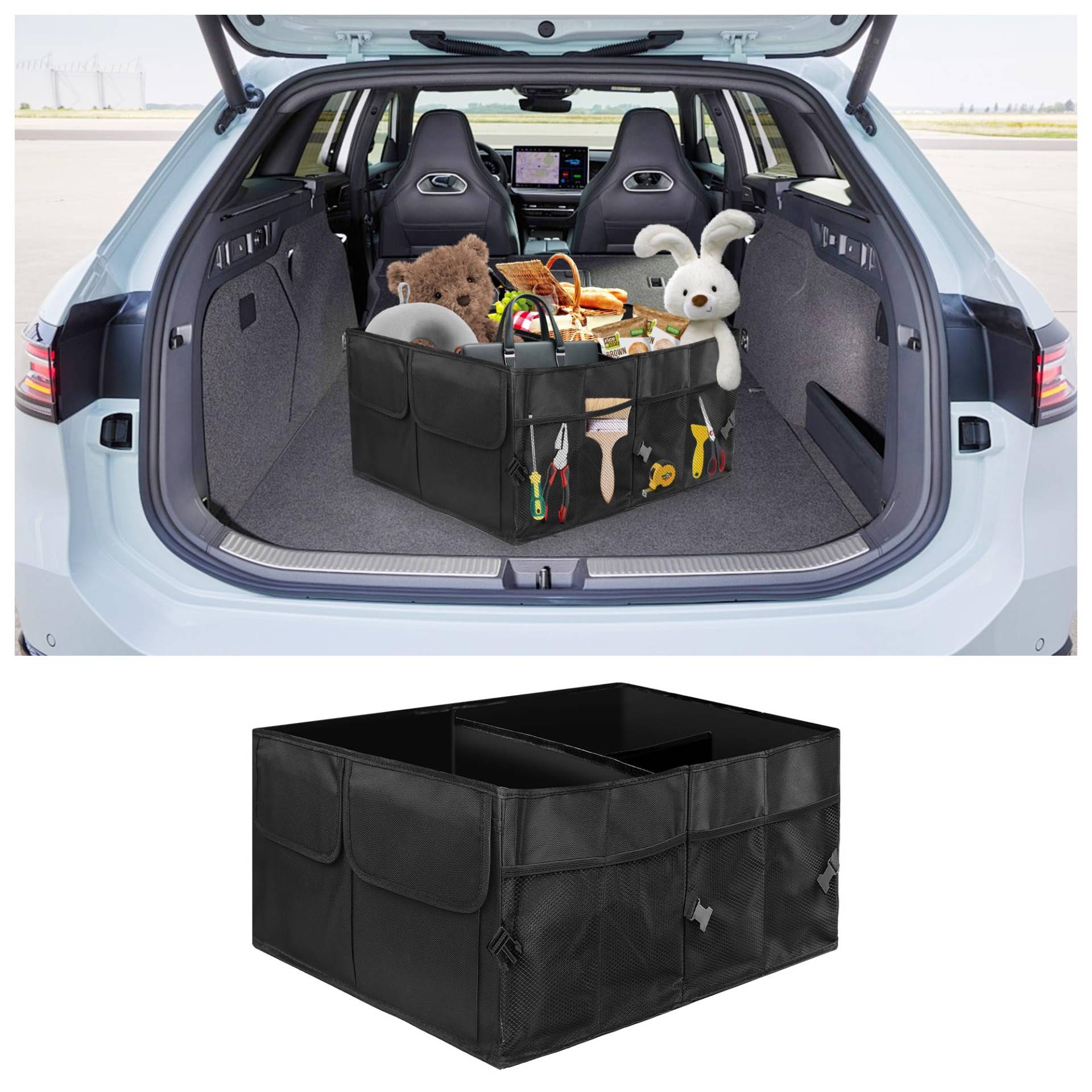 Auto Kofferraum Organizer,Zusammenklappbar Mehrkammern Kofferraumtasche Auto für Unordnung im Auto,Universal 50L Große Kapazität Auto Zubehör Innenraum Auto Organizer für SUV LKW von GTLM