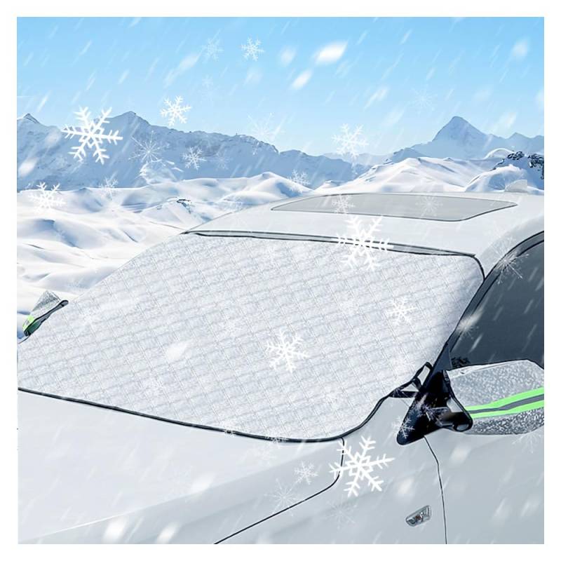 Frontscheibenabdeckung Winter,Aluminium-Folie Windschutzscheibenabdeckung mit 2 Rückspiegel Abdeckungen Blocks EIS und Schnee,Universal Frontscheibenabdeckung Auto Zubehör von GTLM