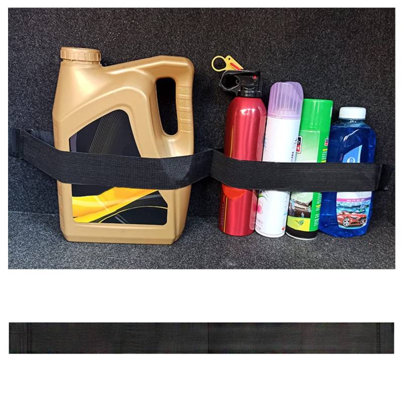 GTLM 70cm Kofferraum Organizer Auto mit 2 Taschen,Elastisch Kofferraum Organizer Klett Verhindert das Herumrollen von Gegenständen,Vielseitig Einsetzbar Kofferraumorganizer Auto Zubehör (Länge 70CM) von GTLM