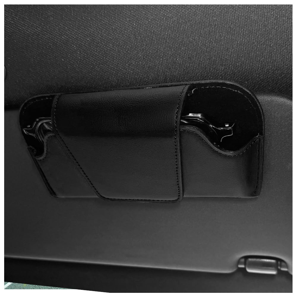 GTLM Magnetischer Brillenhalter für Auto,Weiches Leder Sonnenbrillenhalter Auto,Universeller Sonnenblende Organizer für Autoinnenraum,Auto Zubehör Innenraum für LKW SUV Wohnmobil (Schwarz) von GTLM