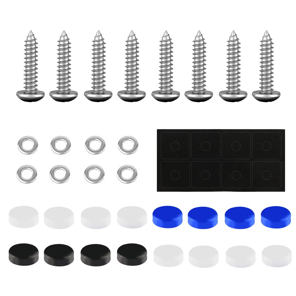 Kfz-kennzeichen Schrauben,M5 Kennzeichen Schrauben mit Kappen zur Befestigung und Abdeckung von Kennzeichen,Universelle Auto Zubehör für Auto SUV Motorräder LKW Wohnmobile von GTLM