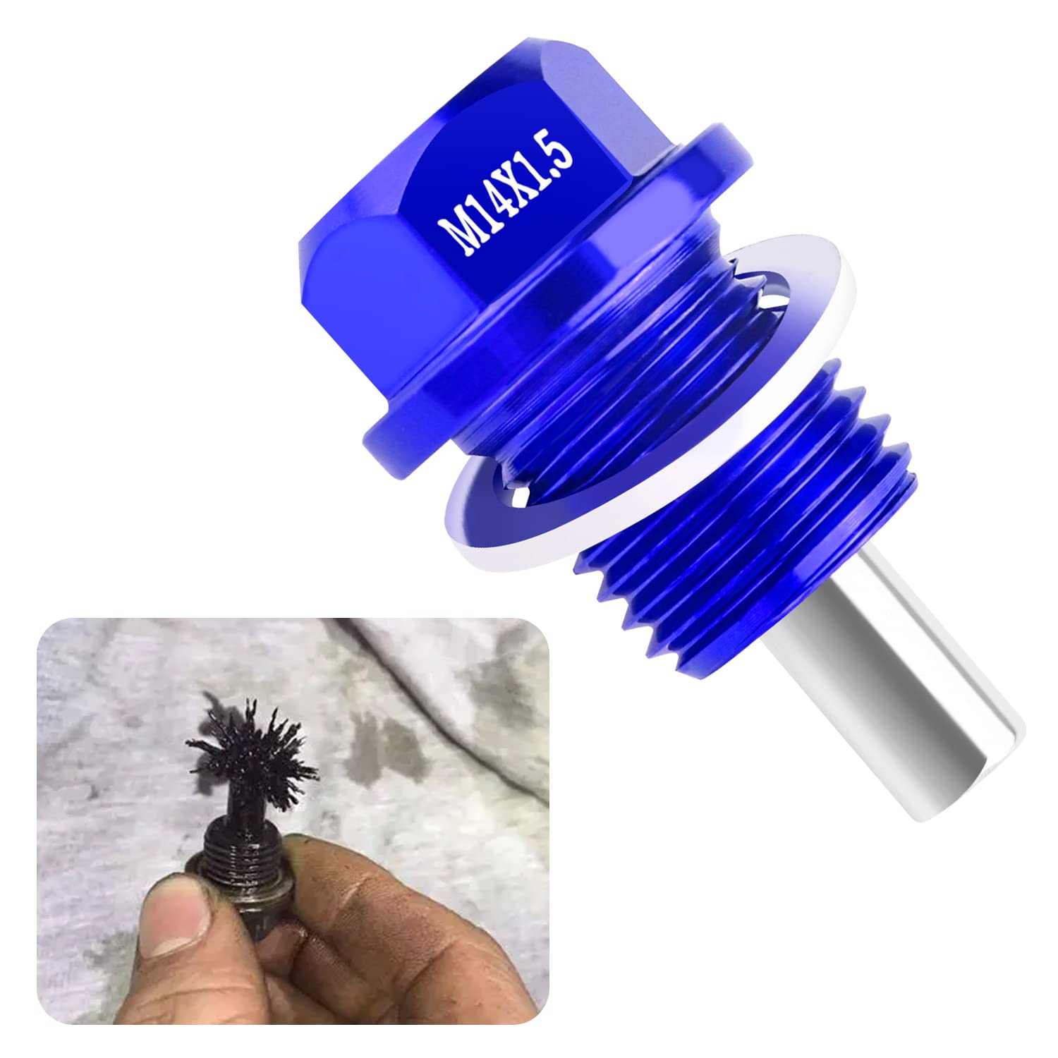 M14 x1.5 Magnetische Ölablassschraube mit Dichtung Ölablassschraube,Auto Zubehör Öl Ablassen Schraube Kit Kompatibel mit Honda Accord City Acura Mitsubishi Mazda (Blau) von GTLM