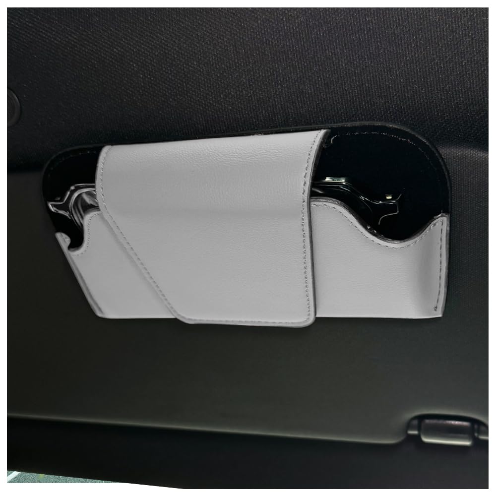 Magnetischer Brillenhalter für Auto,Weiches Leder Sonnenbrillenhalter Auto,Universeller Sonnenblende Organizer für Autoinnenraum,Auto Zubehör Innenraum für LKW SUV Wohnmobil (Grau) von GTLM