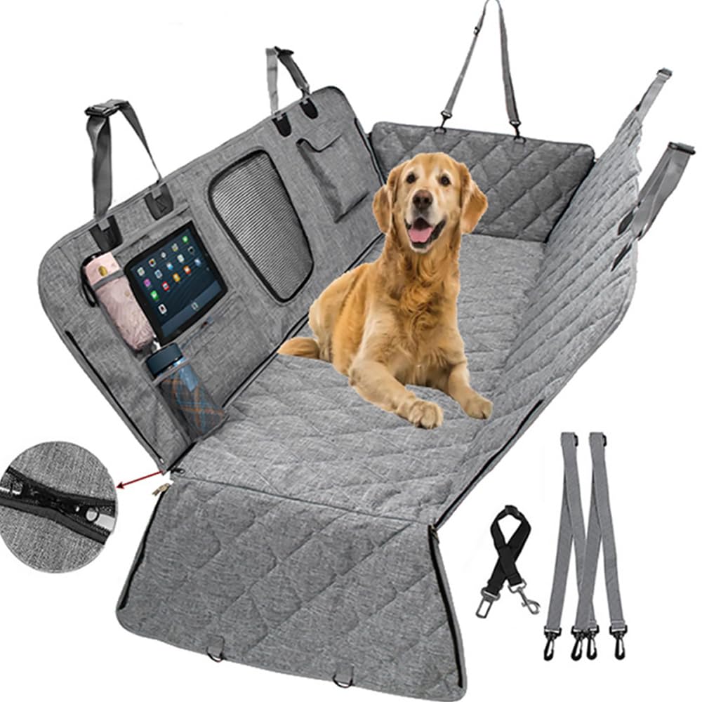 GTME Hundedecke für Auto Rückbank für Ford C-MAX II 2010-2015,Rücksitz mit Seitenschutz & Sichtfenster Autositzbezug für Hunde Kofferraumschutz Hund Hundematte,Grey- von GTME