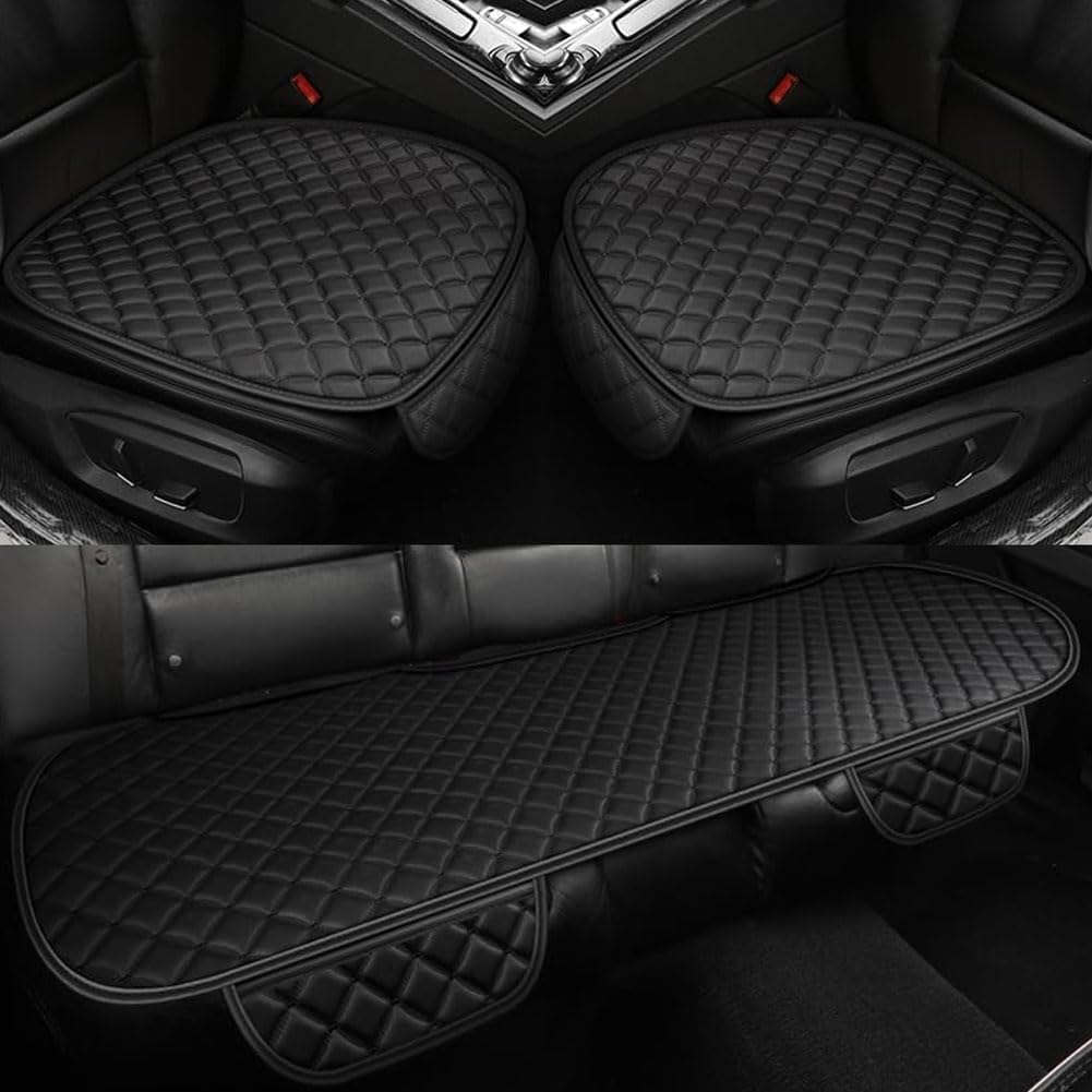 GTRFDGHT Autositzkissen Leder für Kia K2 2011-2023, PU-Leder Auto Sitzkissen mit Aufbewahrungstasche Universal Anti Rutsch Autositzschoner und Atmungsaktiv,A/Black von GTRFDGHT