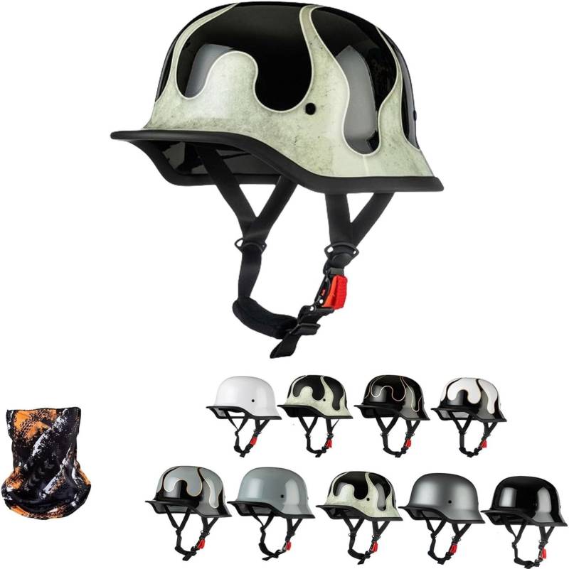 GTTZTHEB Chopper Helm Baseballmütze-Helm Mit Fahrradbrille Fahrradvisier Halbhelme Motorradhelm Jet-Helm Cruiser Chopper Scooter Helm Halbschale Roller-Helm Mit ECE Genehmigt von GTTZTHEB