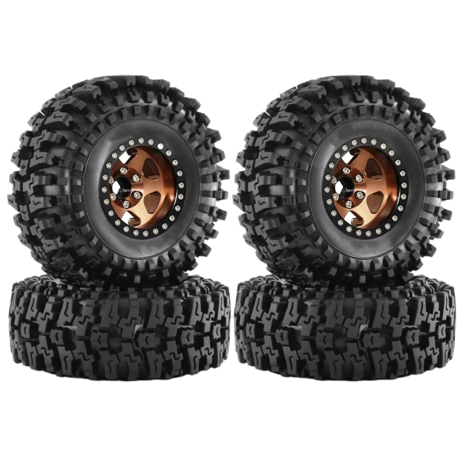 GTVNPOA Für Axial Für SCX10 Für Wraith RR10 Für Capra Für Traxxas Für TRX4 YK4082 1/10 4 Stücke 120mm Metall 1,9 Beadlock Felge Reifen Set RC Crawler Auto RC Zubehör(Yellow) von GTVNPOA