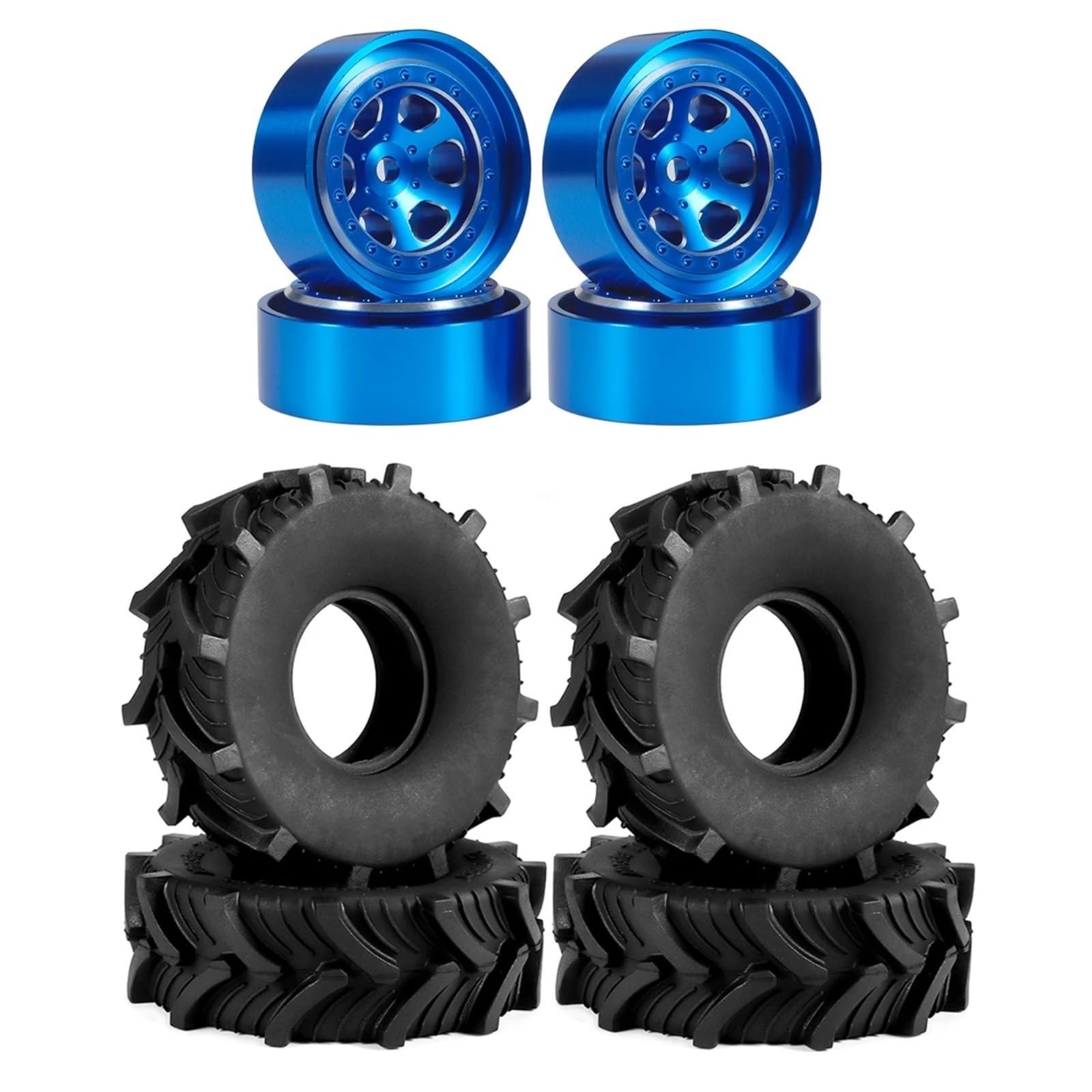 GTVNPOA Für Defender Für TRX4M Für FCX24 Für SCX24 1/18 1,0 Zoll Gummireifen Felgen 62 X 20 Mm Schlamm Für Geländereifen RC Crawler Truck Upgrade RC Zubehör(Blue Set) von GTVNPOA