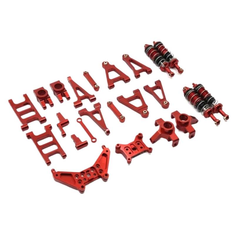 GTVNPOA Für MJX 14301 14302 1/14 Metall Querlenker Lenkung Tasse Stoßdämpfer Lenkung Montage Dämpfer Turm Set RC Auto Upgrade Teile Kit RC Zubehör(Red) von GTVNPOA