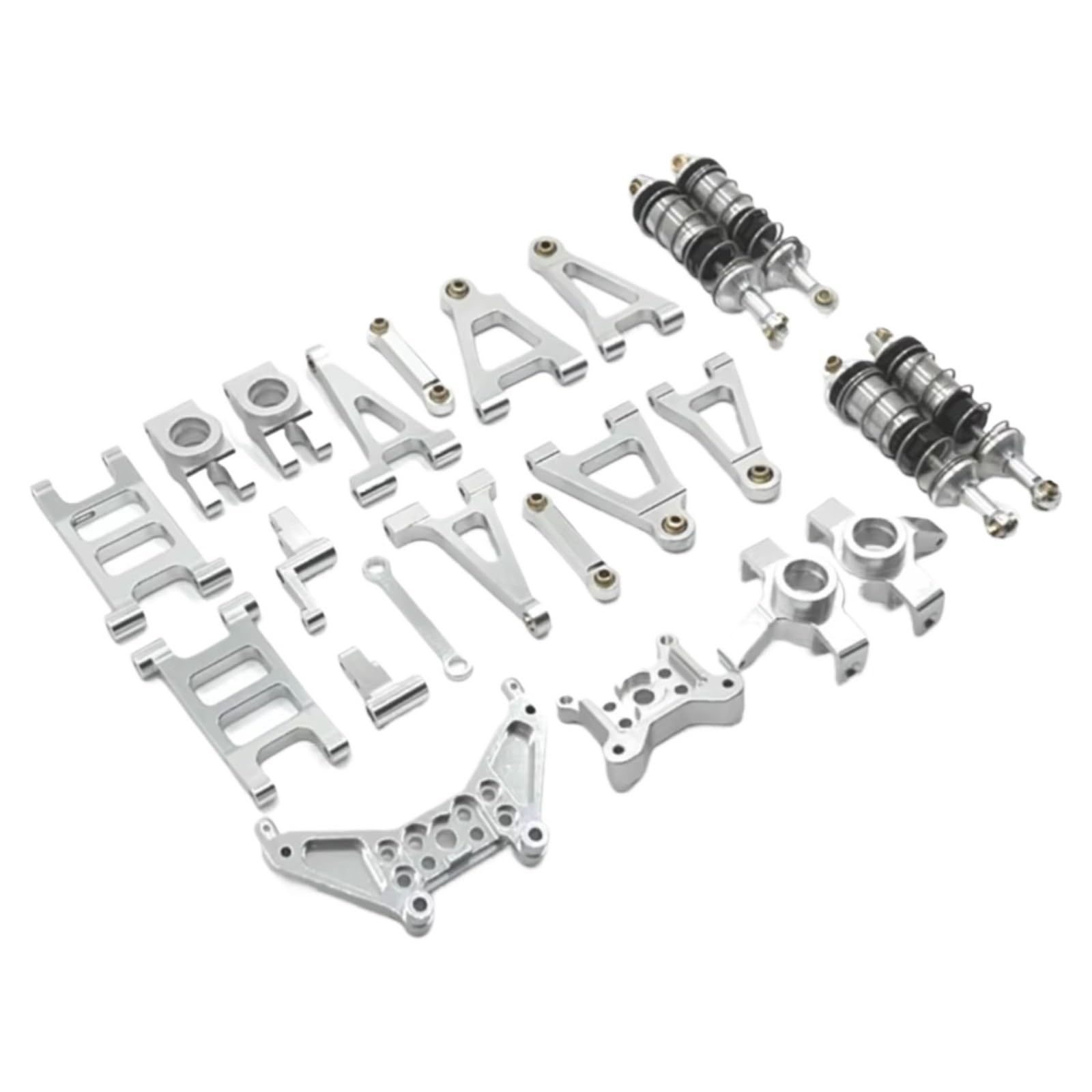 GTVNPOA Für MJX 14301 14302 1/14 Metall Querlenker Lenkung Tasse Stoßdämpfer Lenkung Montage Dämpfer Turm Set RC Auto Upgrade Teile Kit RC Zubehör(Silver) von GTVNPOA