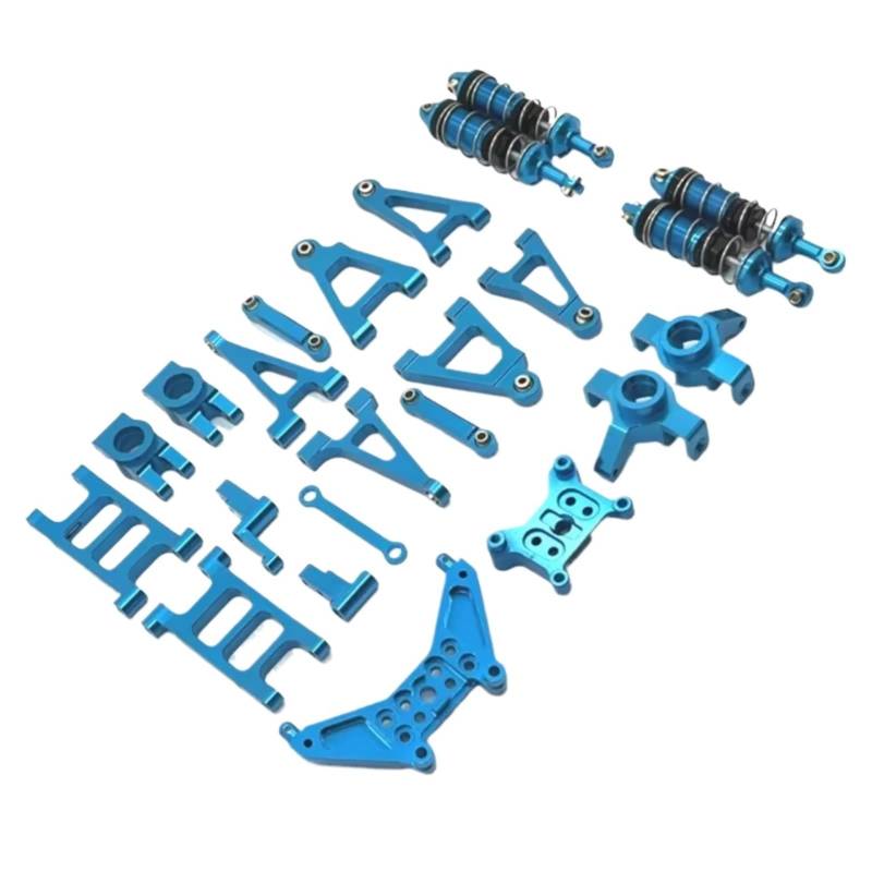 GTVNPOA Für MJX 14301 14302 1/14 Vorne Und Hinten Kipphebel Lenkung Tasse Stoßdämpfer Metall Upgrade Kit Fernbedienung Auto Teile RC Zubehör(Blue) von GTVNPOA