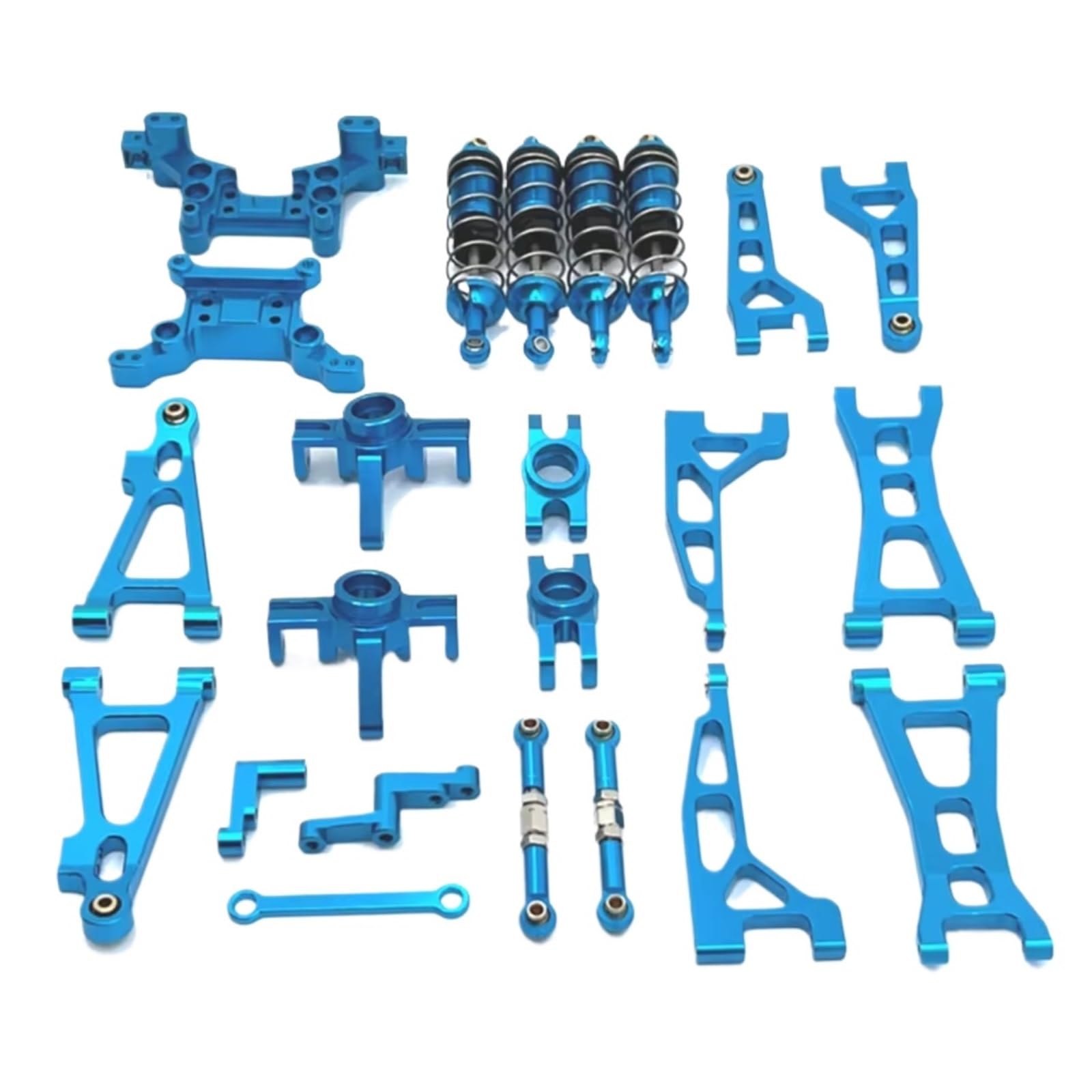 GTVNPOA Für MJX H16 16207 16208 16209 16210 1/16 Metall Querlenker Lenkung Tasse Stoßdämpfer Dämpfer Turm Set RC Auto Upgrade Teile Kit RC Zubehör(Blue) von GTVNPOA