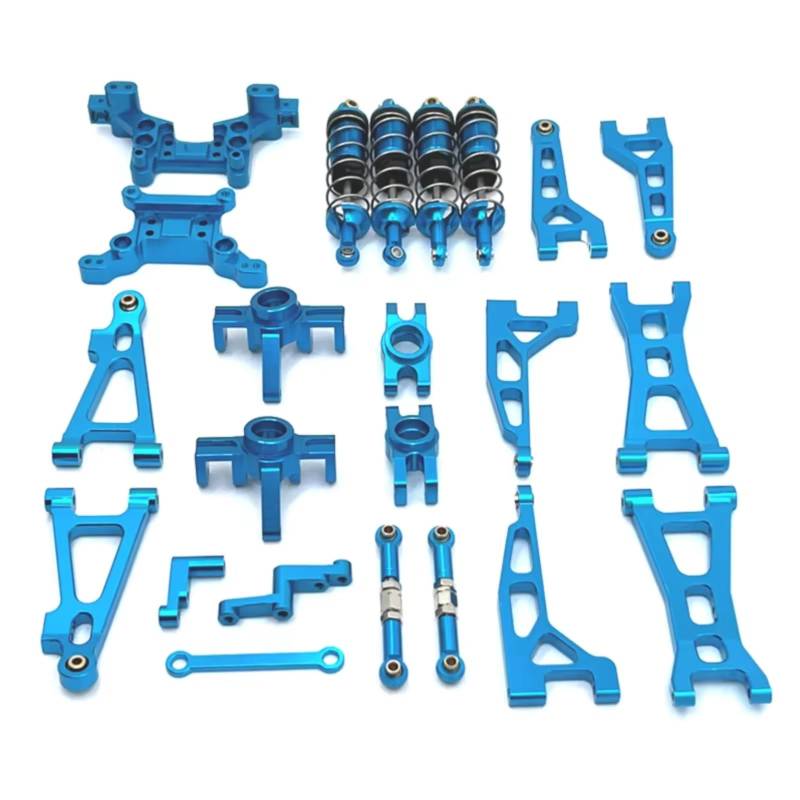 GTVNPOA Für MJX H16 16207 16208 16209 16210 1/16 Metall Querlenker Lenkung Tasse Stoßdämpfer Dämpfer Turm Set RC Auto Upgrade Teile Kit RC Zubehör(Blue) von GTVNPOA