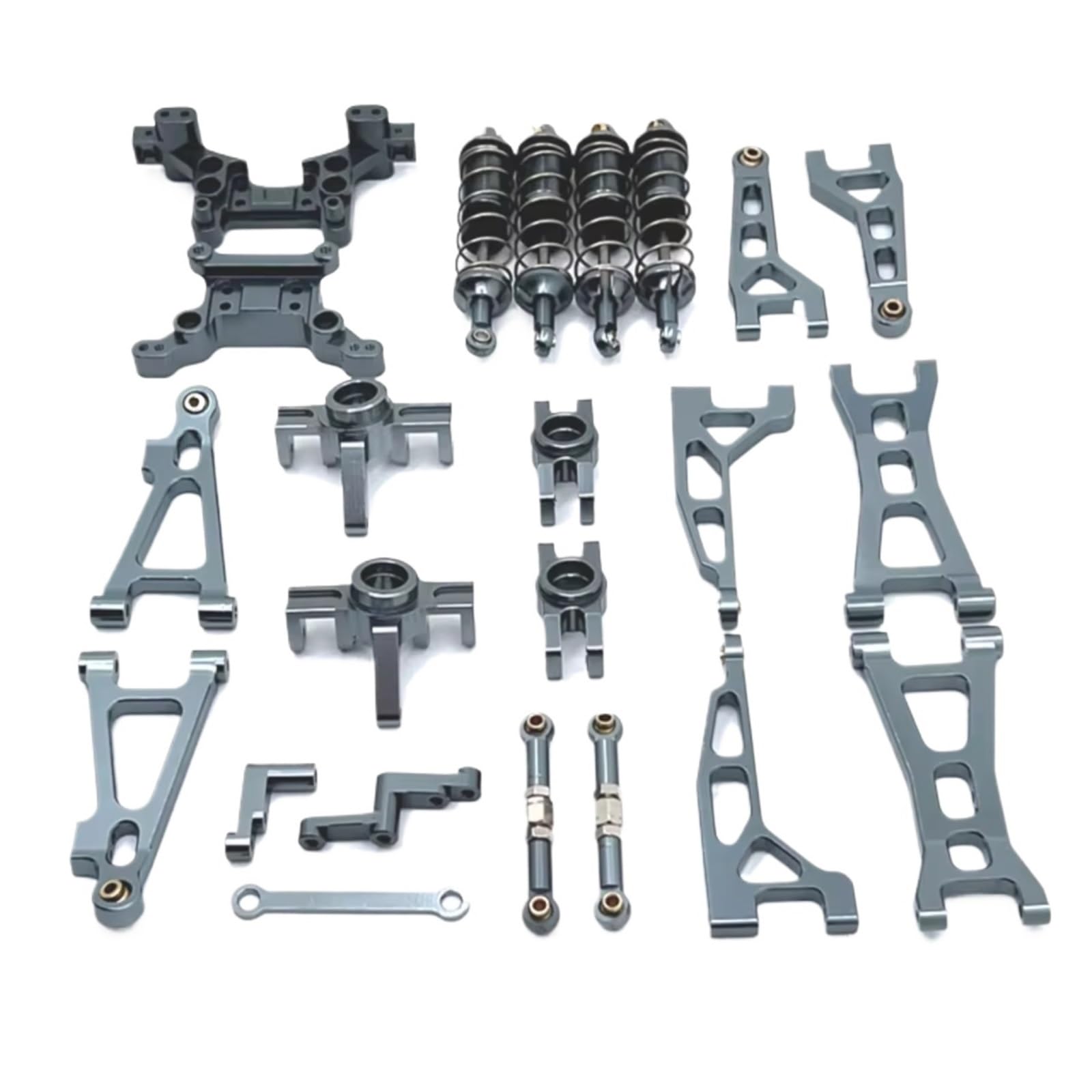 GTVNPOA Für MJX H16 16207 16208 16209 16210 1/16 Metall Querlenker Lenkung Tasse Stoßdämpfer Dämpfer Turm Set RC Auto Upgrade Teile Kit RC Zubehör(Gray) von GTVNPOA