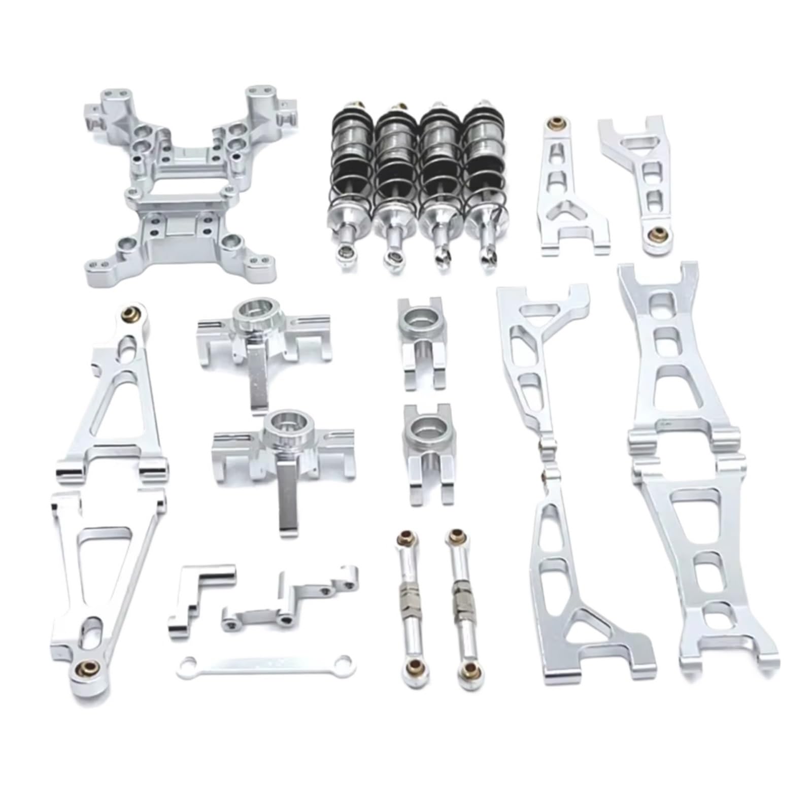 GTVNPOA Für MJX H16 16207 16208 16209 16210 1/16 Metall Querlenker Lenkung Tasse Stoßdämpfer Dämpfer Turm Set RC Auto Upgrade Teile Kit RC Zubehör(Silver) von GTVNPOA