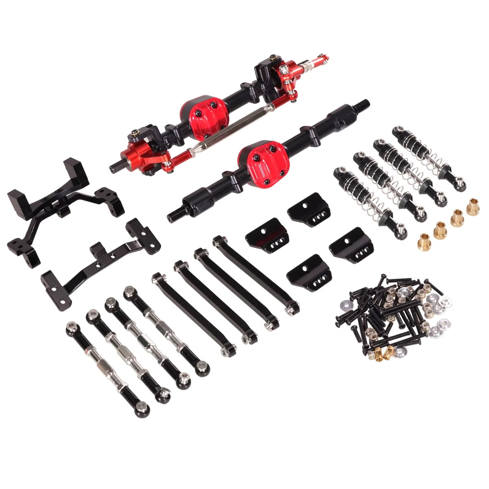 GTVNPOA Für MN Für MN99S 1/12 RC Auto Metall Upgrade Vorder- Und Hinterachse Spurstange Stoßdämpfer Kit RC Auto Upgrade Zubehör RC Zubehör(Black Set) von GTVNPOA