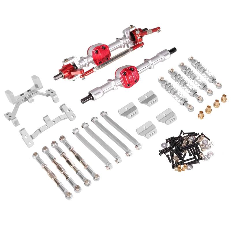 GTVNPOA Für MN Für MN99S 1/12 RC Auto Metall Upgrade Vorder- Und Hinterachse Spurstange Stoßdämpfer Kit RC Auto Upgrade Zubehör RC Zubehör(Silver Set) von GTVNPOA