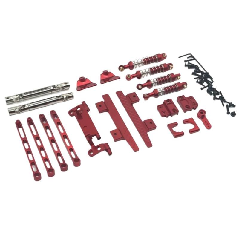 GTVNPOA Für MN82 1/12 Metall Für Chassis Verbindungsstange Zugstangenhalterung Stoßdämpfer Seitenpedal Antriebswelle Servoarm RC Auto Upgrade Teile RC Zubehör(Red) von GTVNPOA