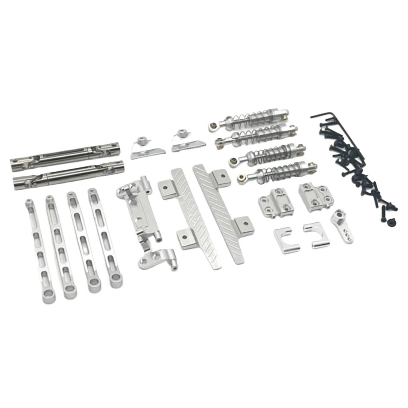 GTVNPOA Für MN82 1/12 Metall Für Chassis Verbindungsstange Zugstangenhalterung Stoßdämpfer Seitenpedal Antriebswelle Servoarm RC Auto Upgrade Teile RC Zubehör(Silver) von GTVNPOA