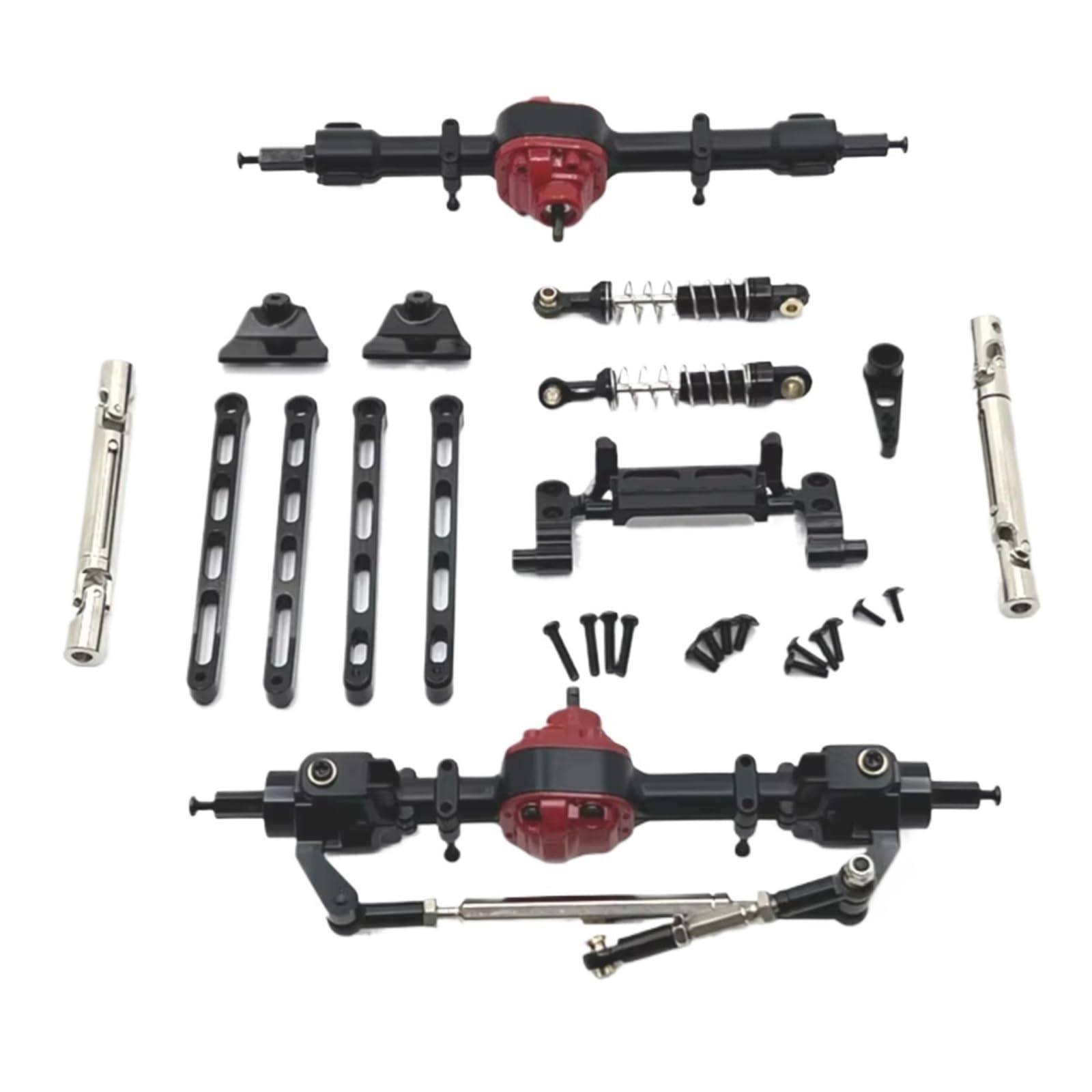 GTVNPOA Für MN82 LC79 Für MN78 1/12 Metall Vorder- Und Hinterachse Für Chassis Link Rod Zugstange Montieren Stoßdämpfer Set RC Auto Upgrade Teile RC Zubehör(Black) von GTVNPOA