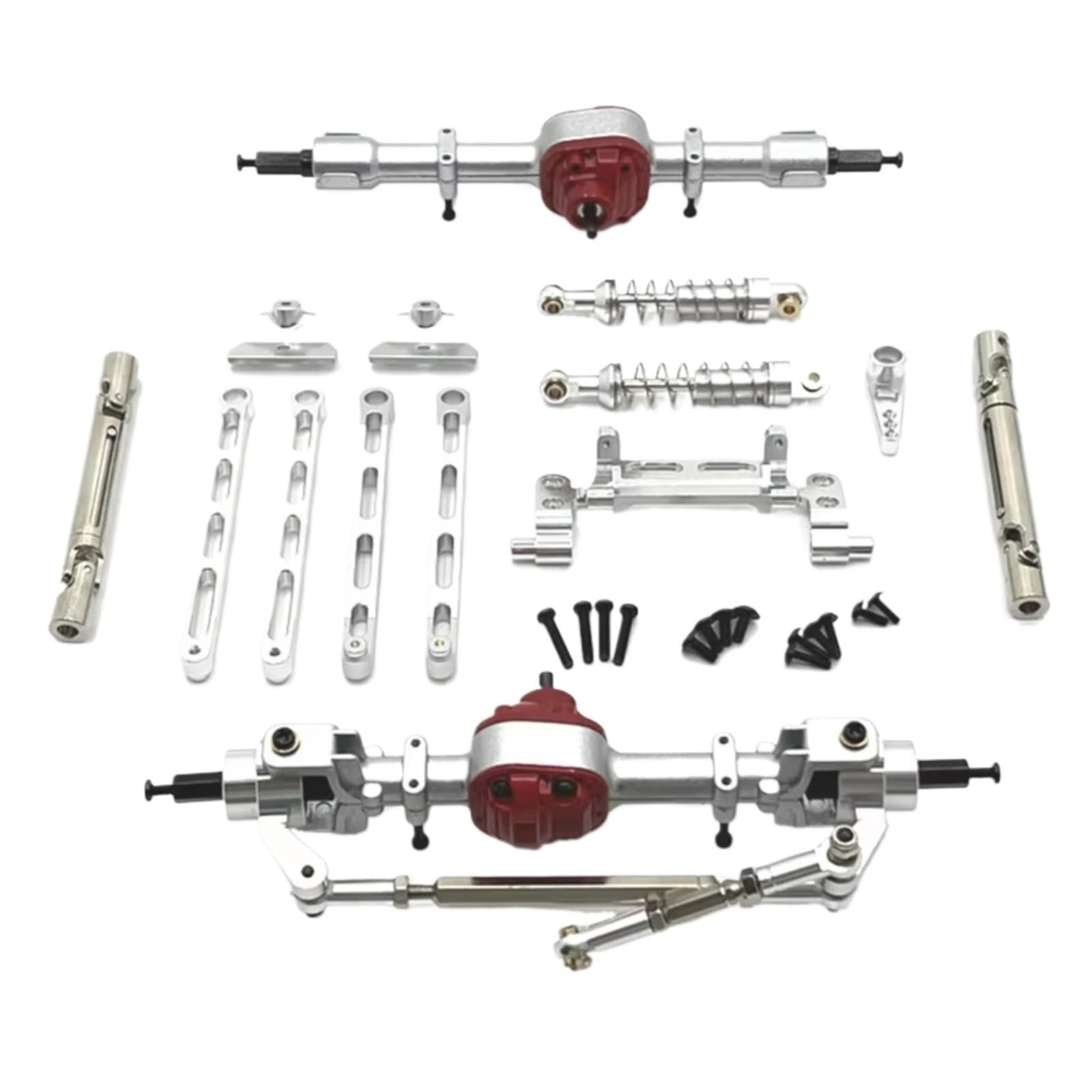 GTVNPOA Für MN82 LC79 Für MN78 1/12 Metall Vorder- Und Hinterachse Für Chassis Link Rod Zugstange Montieren Stoßdämpfer Set RC Auto Upgrade Teile RC Zubehör(Silver) von GTVNPOA