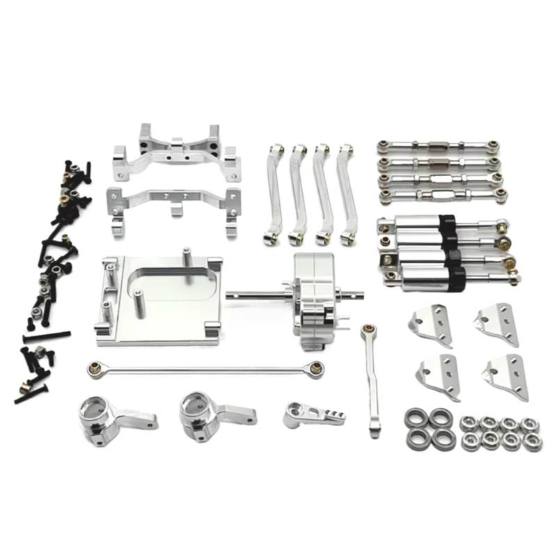 GTVNPOA Für MN99S 1/12 Metall Für Chassis Link Stange Zugstange Montieren Öl Stoßdämpfer Getriebe Motor Mount Kit RC Auto Upgrade Teile RC Zubehör(Silver) von GTVNPOA