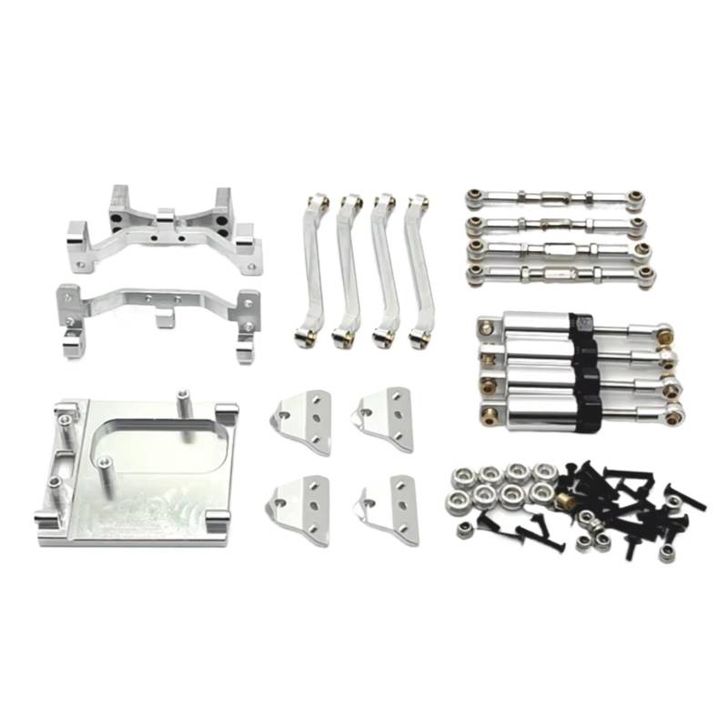 GTVNPOA Für MN99S 1/12 Metall Für Chassis Verbindungsstange Zugstange Montieren Öl Stoßdämpfer Motor Halterung Set RC Auto Upgrade Teile Zubehör RC Zubehör(Silver) von GTVNPOA