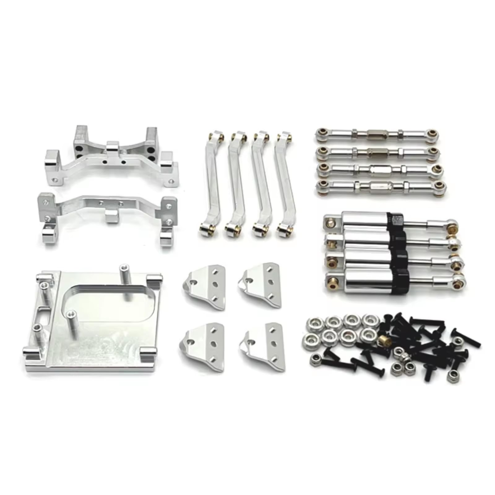 GTVNPOA Für MN99S 1/12 Metall Für Chassis Verbindungsstange Zugstange Montieren Öl Stoßdämpfer Motor Halterung Set RC Auto Upgrade Teile Zubehör RC Zubehör(Silver) von GTVNPOA