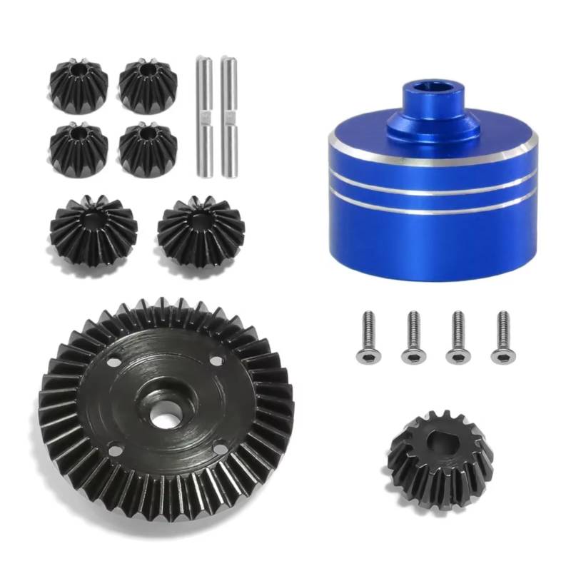 GTVNPOA Für Tamiya Für TT02 Für TT02B XV02 1/10 Metall Differentialgehäuse Und Differentialgetriebesatz RC Auto Upgrade Teile Zubehör RC Zubehör(Blue) von GTVNPOA