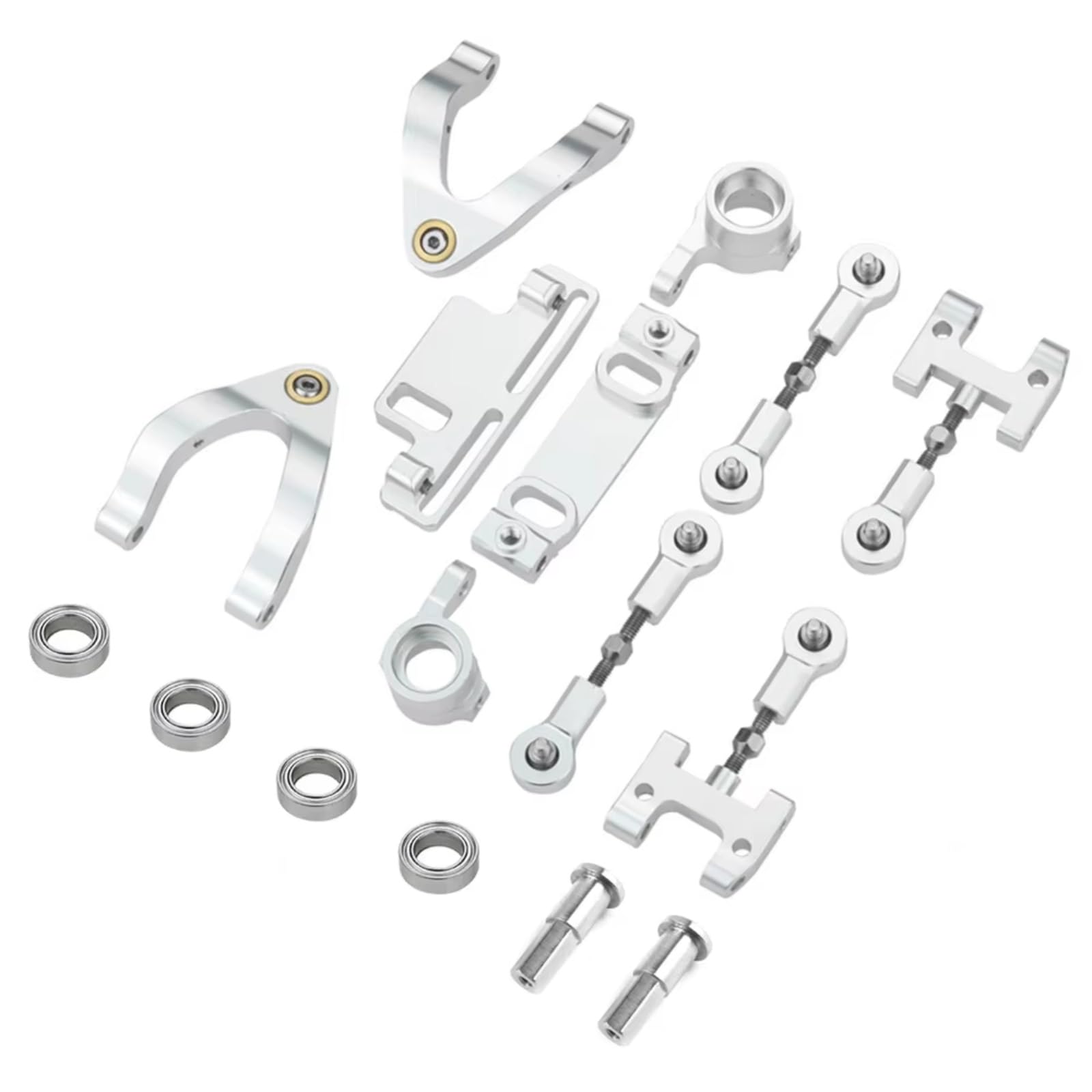 GTVNPOA Für WPL D12 D22 D32 D42 1/10 Metall Lenkung Tasse Oberen Unteren Arm Lenkung Slider Drehen Block RC Auto Upgrade Teile Zubehör RC Zubehör(Silver) von GTVNPOA