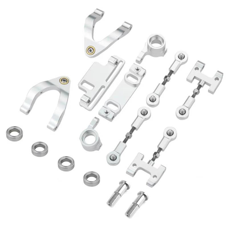 GTVNPOA Für WPL D12 D22 D32 D42 1/10 Metall Lenkung Tasse Oberen Unteren Arm Lenkung Slider Drehen Block RC Auto Upgrade Teile Zubehör RC Zubehör(Silver) von GTVNPOA