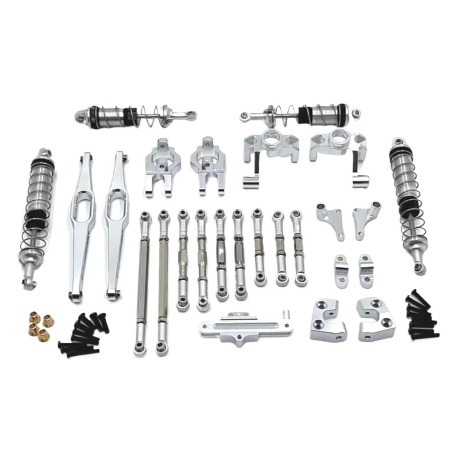 GTVNPOA Für Wltoys 12429 1/12 Metall Upgrade Teile Kit Lenkung Link Stange Stoßdämpfer Set RC Auto Zubehör RC Zubehör(Silver) von GTVNPOA