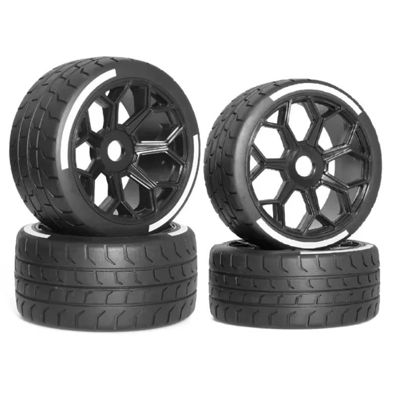 GTVNPOA RC Reifen Set Naben Für ARRMA 1/7 Für Firebird Für Felony Für FSR Flying God Für Mustang Flat Running Tire Für Racing Highway 4-teiliger Reifen 17 Mm Radsechskant von GTVNPOA