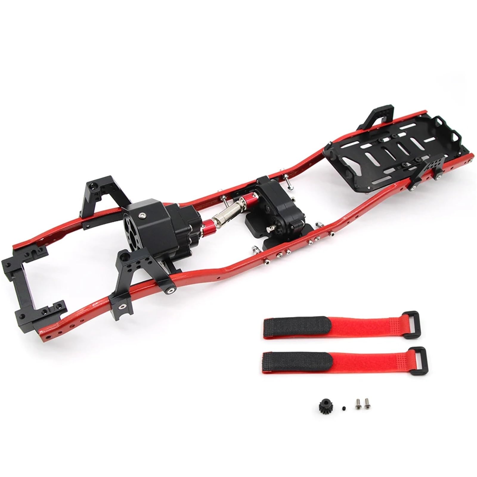 GTVNPOA RC Zubehör Für AXIAL Für SCX10 Für Wrangler Für 1/10 RC Metall Für Chassis Rahmen 313mm Radstand Mit Front Getriebe Körper Shell(Red) von GTVNPOA