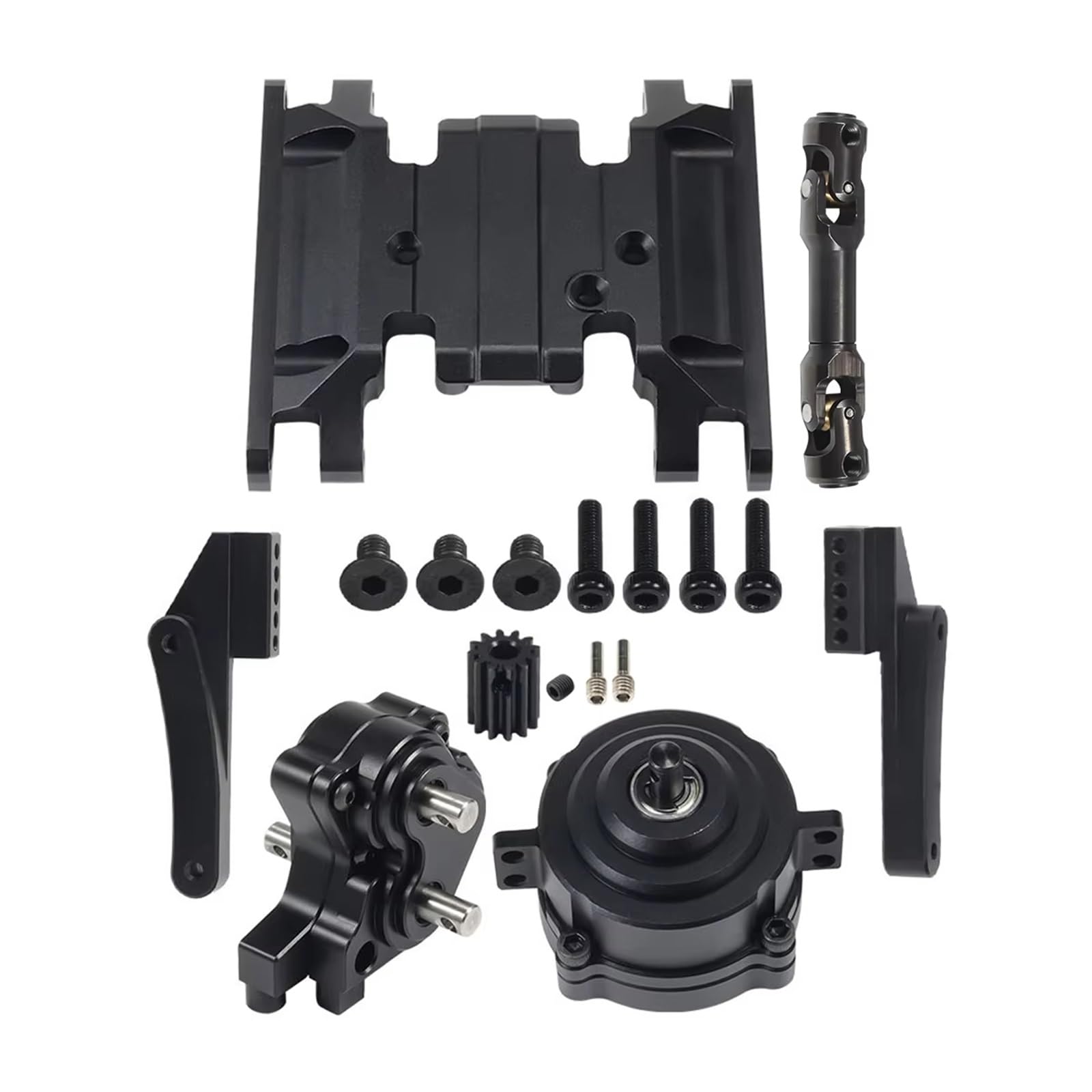 GTVNPOA RC Zubehör Für Axial Für SCX10 II 1/10 90046 Planetengetriebe Verteilergetriebe Unterfahrschutz Antriebswelle Vordere Motorhalterung Set Chassis DIY RC Crawler Autoteile(Black) von GTVNPOA