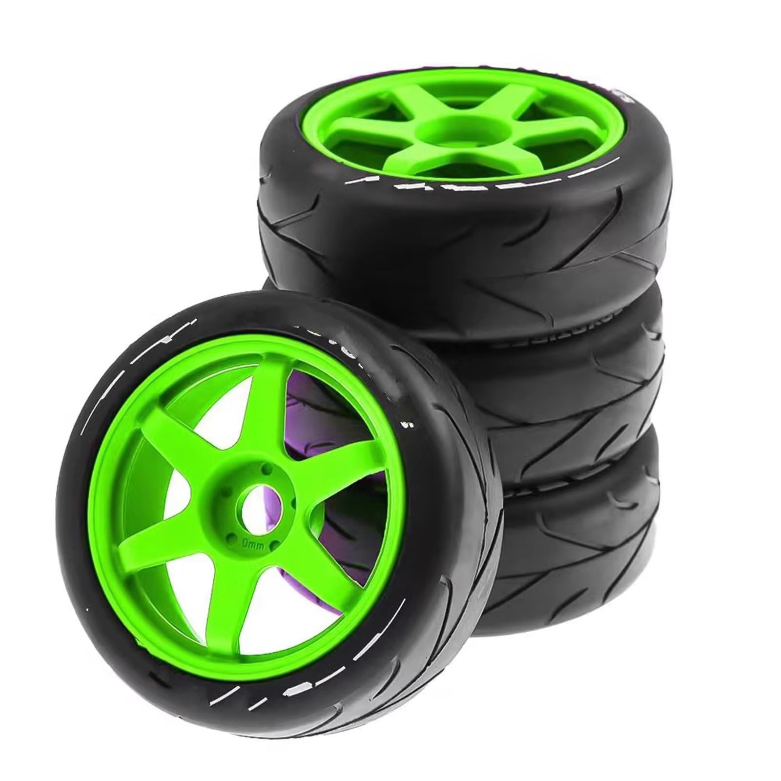 GTVNPOA RC Zubehör Für HSP Für ZD Racing Für HPI Für WLtoys Für Arrma On Road Rally RV RC-Autoteile 1/8 105 Mm Gummireifen-Kunststoffrad Mit 17 Mm Adapterdekoration(Green) von GTVNPOA