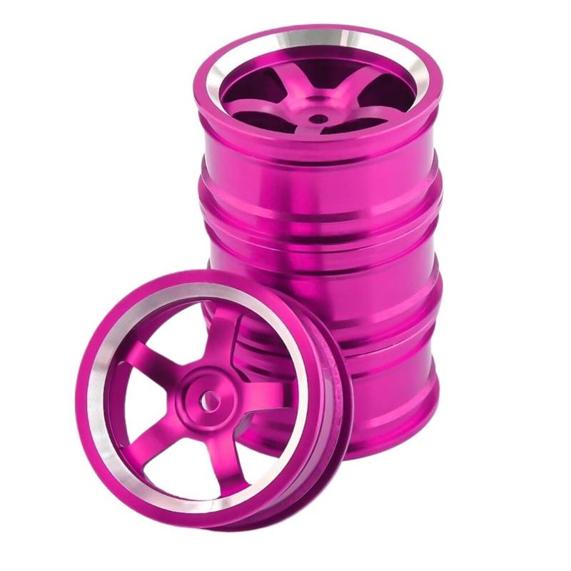 GTVNPOA RC Zubehör Für Kyosho Für Sakura Für Traxxas Für Hsp 94123 94122 Für Tamiya Für Hpi 1/10 4Pcs 52 * 26mm Rad Felgen RC On-Road Drift Upgrade Auto Teile(Pink) von GTVNPOA