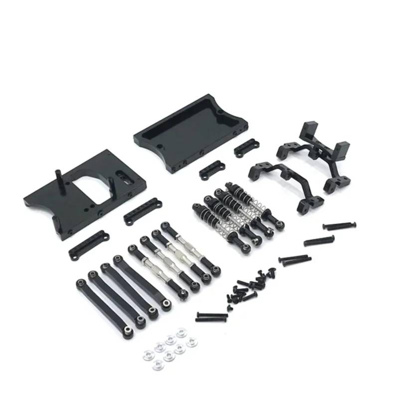 GTVNPOA RC Zubehör Für MN D90 D91 D96 Für MN98 Für MN99S 1/12 RC Auto Metall Für Chassis Zugstangen Servo Halterung Stoßdämpfer Balken Set Upgrades Teile(Black) von GTVNPOA