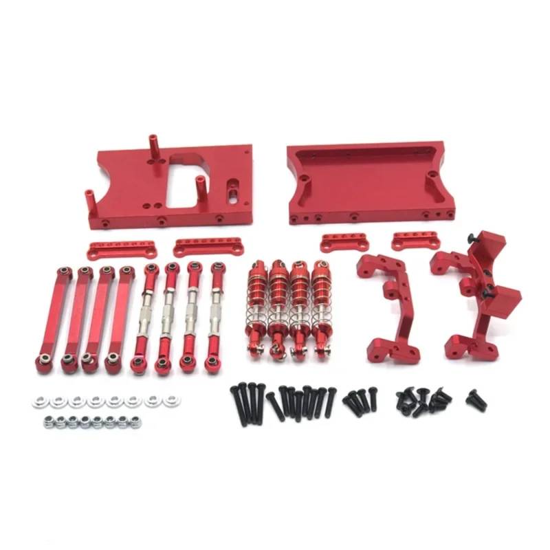 GTVNPOA RC Zubehör Für MN D90 D91 D96 Für MN98 Für MN99S 1/12 RC Auto Metall Für Chassis Zugstangen Servo Halterung Stoßdämpfer Balken Set Upgrades Teile(Red) von GTVNPOA