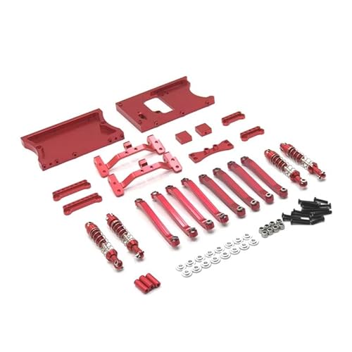 GTVNPOA RC Zubehör Für MN Model 1/12 D90 D91 D96 Für MN98 99S RC Auto Ersatzteile Metall Feste Spurstangen Lenkgetriebe Kabine Heckstrahl Stoßdämpfer Upgrade Kits(Red) von GTVNPOA