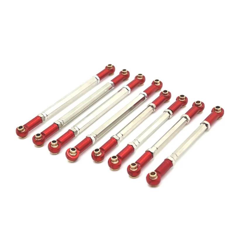 GTVNPOA RC Zubehör Für MN128 MN86 MN86S MN86K MN86KS Für MN G500 1/12 8 Stücke Metall Link Stange Zugstange Linkage Set RC Auto Upgrade Teile Zubehör(Red) von GTVNPOA