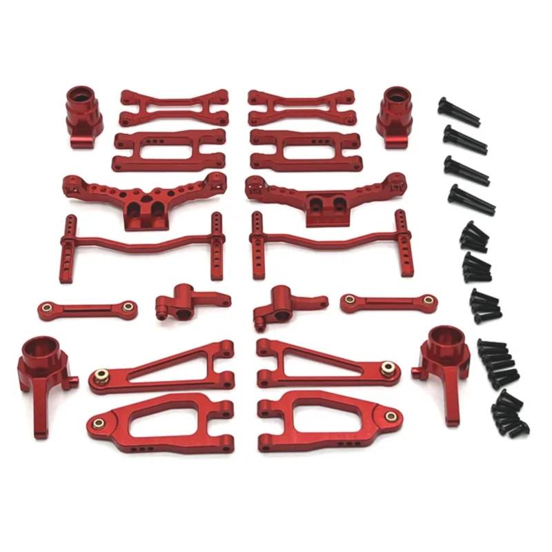 GTVNPOA RC Zubehör Für SCY 18101 18102 1/18 Metall Vorderen Und Hinteren Arm Lenkung Tasse Schock Turm Körper Post Link Stange Upgrade Teile Kit RC Auto Zubehör(Red) von GTVNPOA