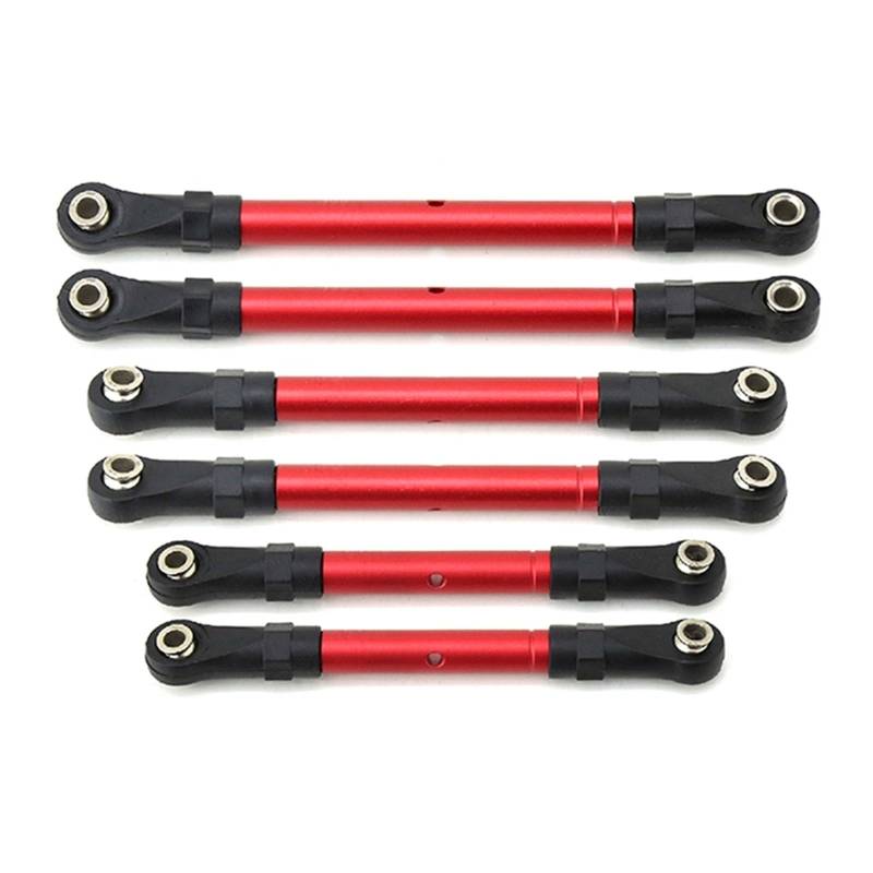 GTVNPOA RC Zubehör Für Traxxas Für Hoss Für Slash Für Rustler 4WD 6PCS Lenkgestänge Zugstange Spurstange Lenkgestänge Zugstange Krawatte Stange(Red) von GTVNPOA