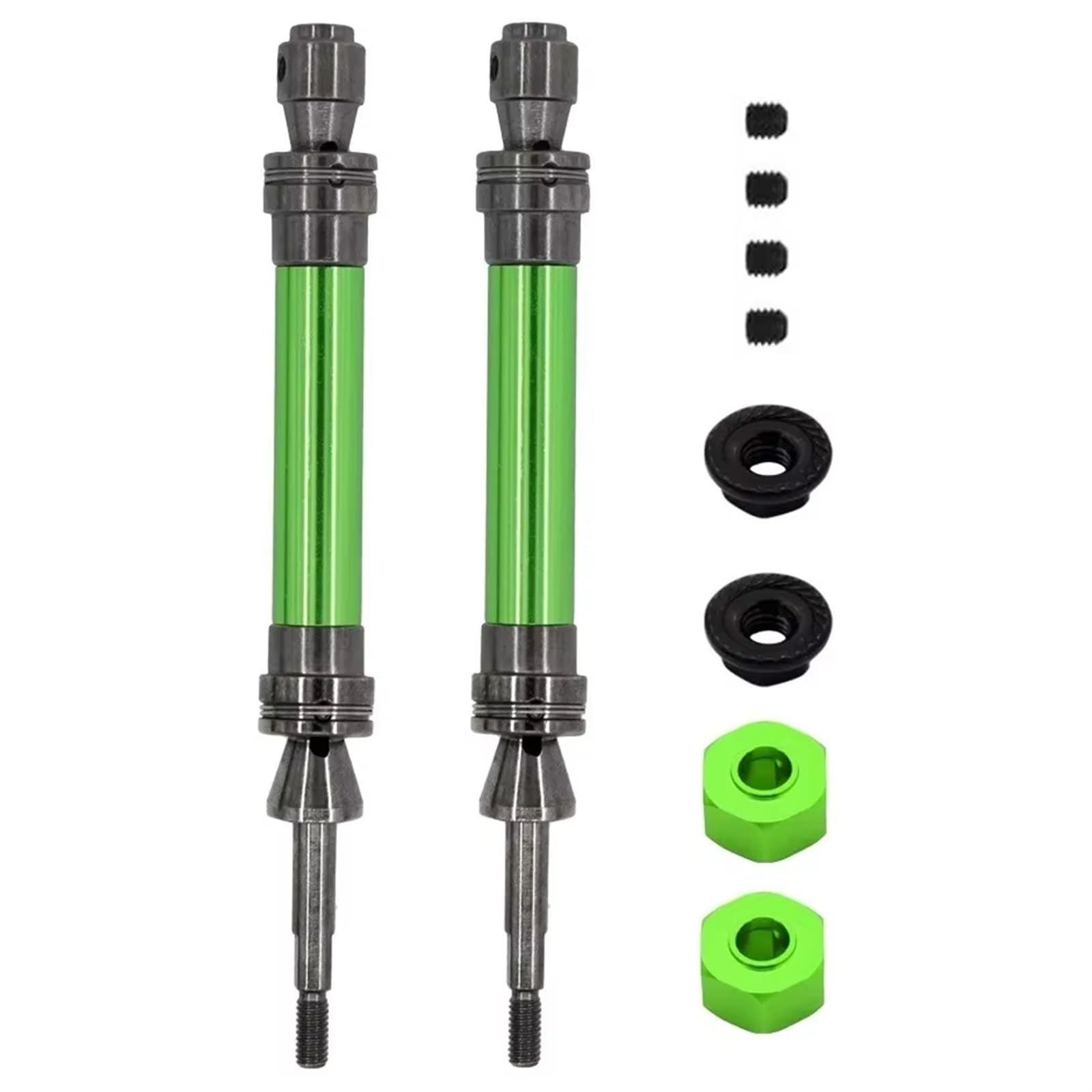 GTVNPOA RC Zubehör Für Traxxas Für Slash 2WD Für VXL 4X4 Für Hoss Für Stampede 2Pcs Stahl Hinten Antriebswelle Antriebswelle CVD 6852R Für 1/10 RC Teile(Green) von GTVNPOA