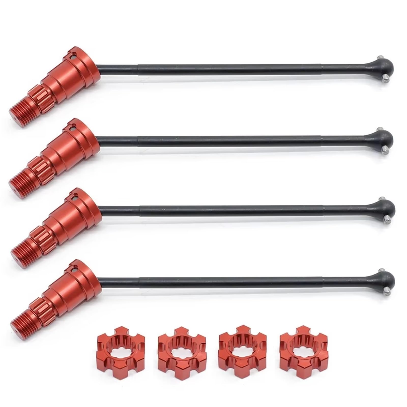 GTVNPOA RC Zubehör Für Traxxas Für X-Maxx Für XMAXX 6S 8S 2/4 Stücke Metall Vordere Und Hintere Antriebswelle CVD 1/5 Für Monster Truck RC Auto Upgrades Teile Zubehör(Red,4pcs) von GTVNPOA