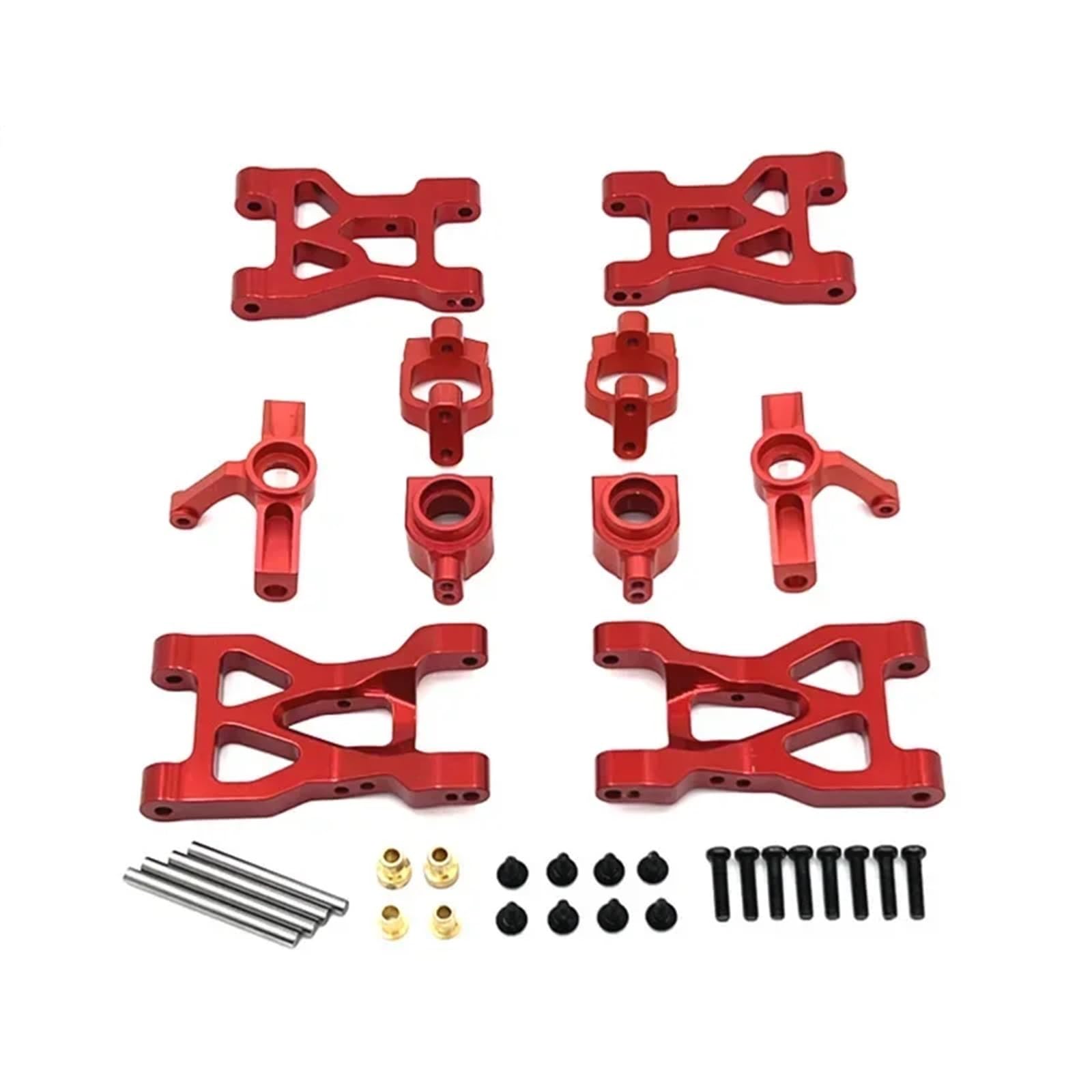 GTVNPOA RC Zubehör Für WLTOYS 104072 Für 1/10 RC -Autoteile Metall Upgrade Vorne Und Hinten Für Schwangerarme Pull Rod Lenktasse Set(Red) von GTVNPOA