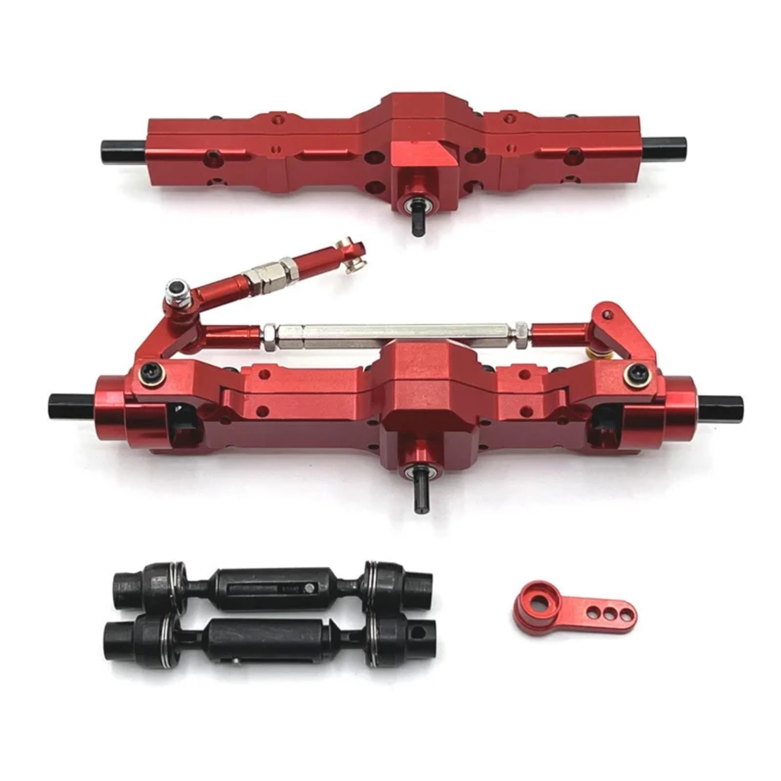 GTVNPOA RC Zubehör Für WPL 1/10 C74 1/16 C14 C24 C34 C44 C54 B14 B24 RC -Autometall Metall Vordere Hinterachse Und Antriebswelle Servo Arm Set Upgrade -Teilezubehör(Red) von GTVNPOA