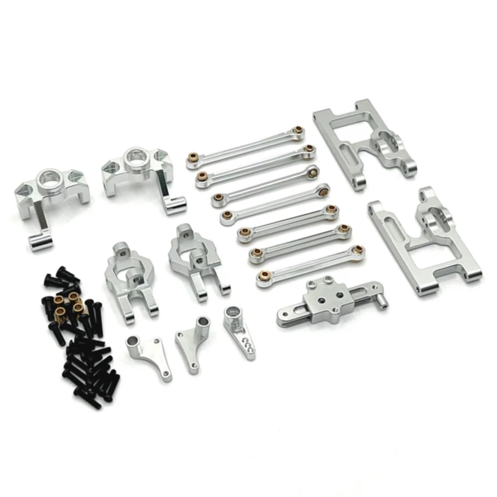 GTVNPOA RC Zubehör Für Wltoys 124006 12423 12427 12428 12429 1/12 Metall Lenkung Tasse Lenkung Montage Link Stange Upgrade Teile Kit RC Auto Zubehör(Silver) von GTVNPOA