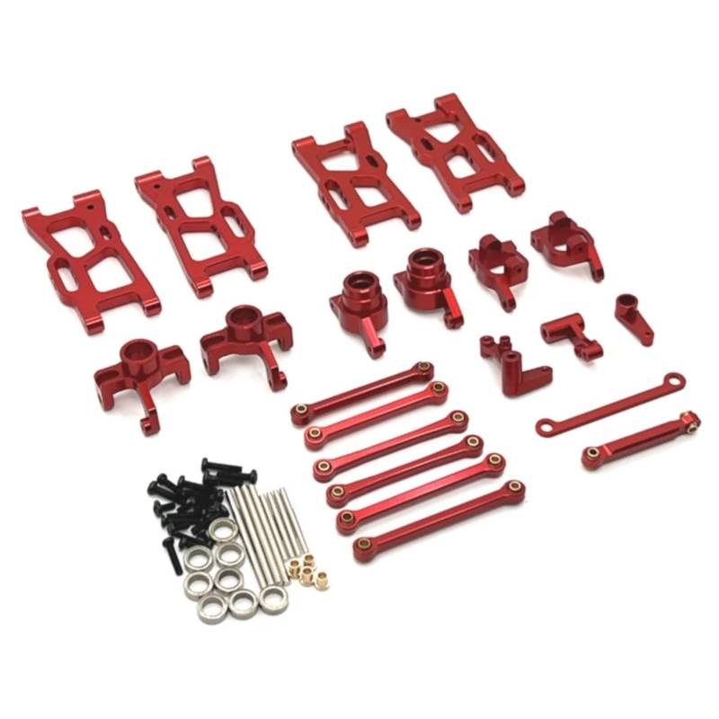 GTVNPOA RC Zubehör Für Wltoys 144016 144018 1/14 Metall Lenkung Tasse Hub Carrier Für Schaukel Arm Link Stange Lenkung Kit RC Auto Upgrade Teile Zubehör(Red) von GTVNPOA