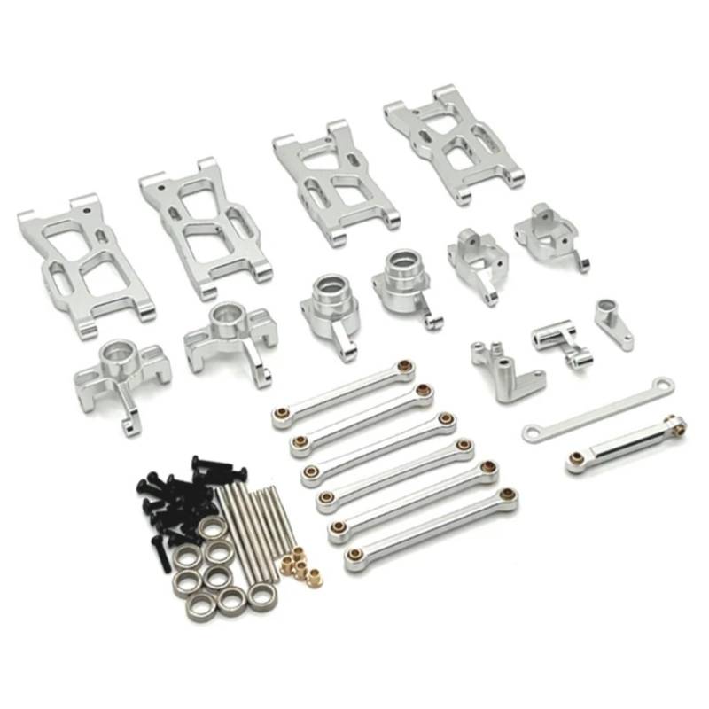 GTVNPOA RC Zubehör Für Wltoys 144016 144018 1/14 Metall Lenkung Tasse Hub Carrier Für Schaukel Arm Link Stange Lenkung Kit RC Auto Upgrade Teile Zubehör(Silver) von GTVNPOA